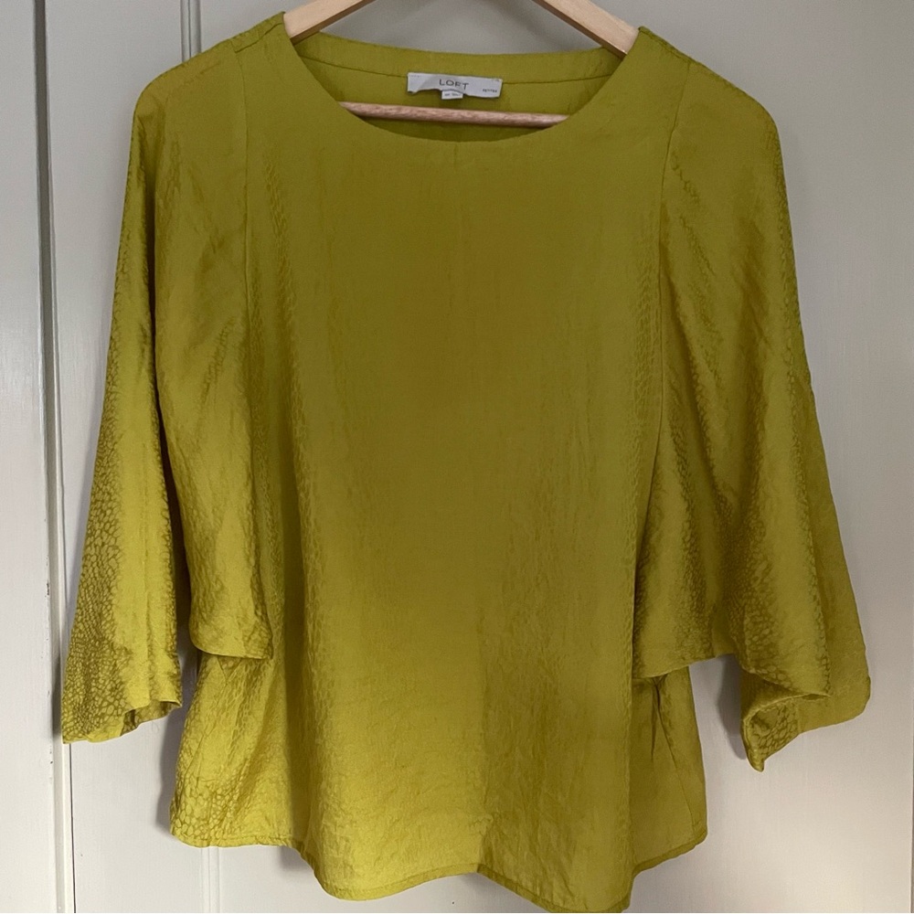Ann Taylor LOFT Batwing Chartreuse Blouse